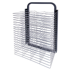 Zart 20-shelf spring-loaded wall-mount metal drying rack with folded wire shelves for A4 and A3 artworks