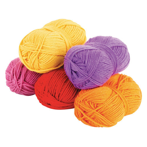 Zart warm acrylic wool assorted pack of 5 rolls in red, orange, yellow, violet, and dusty pink