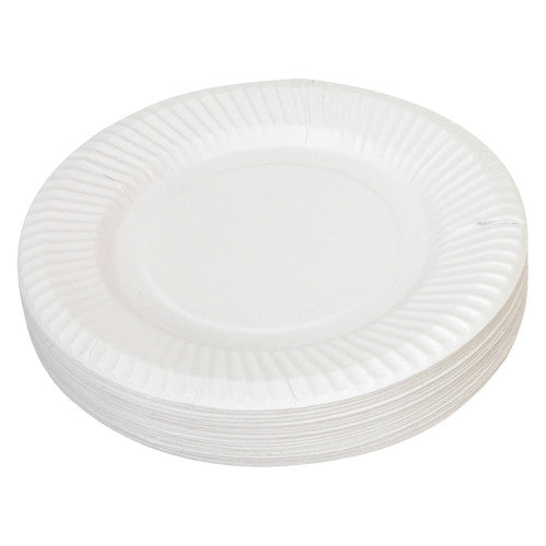 Zart uncoated white paper plates 18cm shown in a pack of 50, suitable for classroom craft and art activities