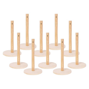 Zart wooden armature stand with circular FSC wood base and upright dowel pole, shown assembled