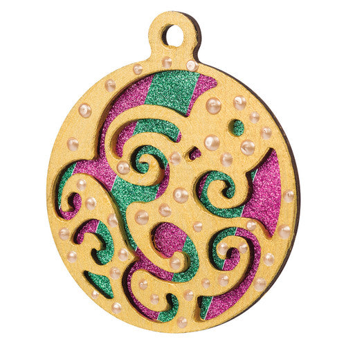 Zart Wooden Christmas Baubles Assorted Pack of 20. Wooden Christmas baubles decorated with paint and glitter as craft examples