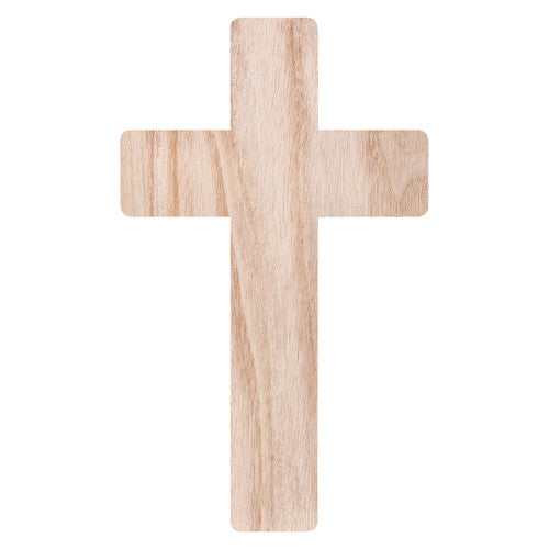 Zart pre-cut wooden cross, 23.5 x 14cm, 8mm thick, natural wood finish
