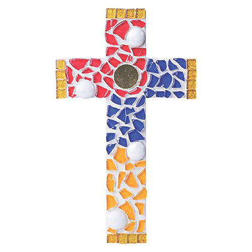 Close-up of the surface texture of a Zart wooden cross ready for decorating