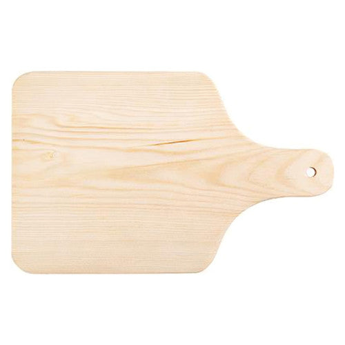 Close-up of the smooth pinewood surface and pre-drilled hanging hole on the Zart craft board