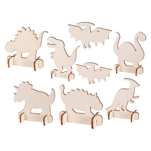 Zart Wooden Dinosaurs Pack of 8 - front of pack showing all pieces