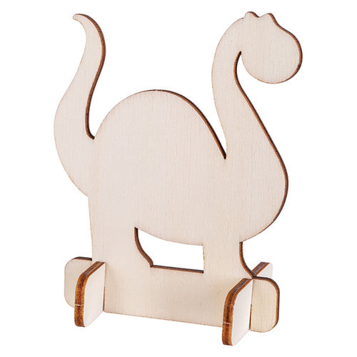 Close-up of wooden dinosaur shape approximately 5 by 7cm
