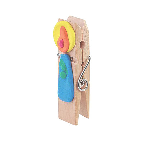 Zart Wooden Pegs 2 x 7cm Pack of 12. Wooden pegs arranged in a row showing uniform 7cm length