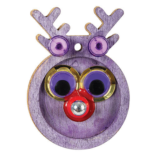 Wooden reindeer pendant threaded on a ball chain necklace