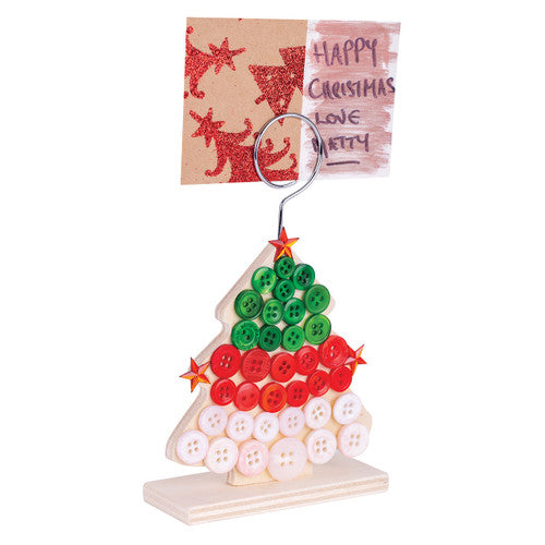 Zart Wooden Stand with Photo Holder Tree. Zart CSPH192-TR wooden tree stand shown from a side angle