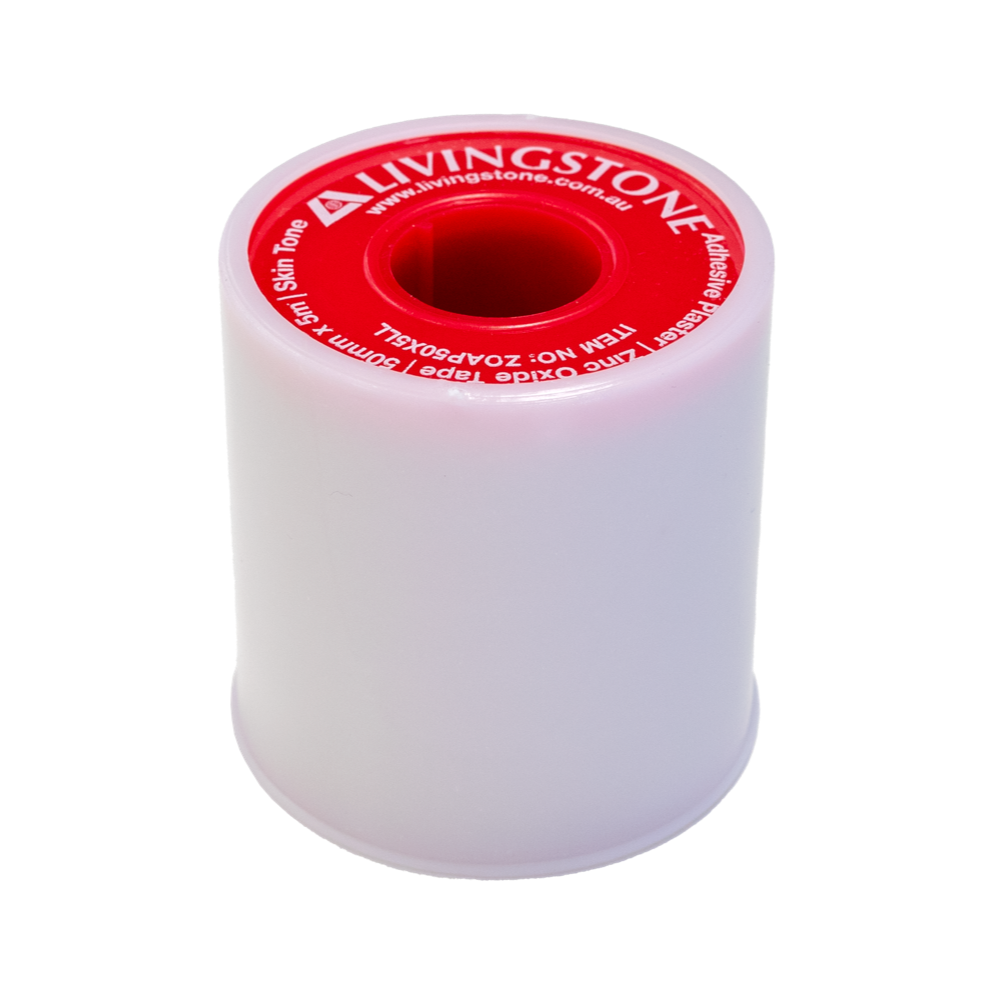 Zinc Oxide Tape 5cm x 5M box of 6 rigid joint support and dressing fixation tape for sports strapping and clinical use
