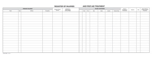 Zions Register of Injuries and First Aid Treatment Book