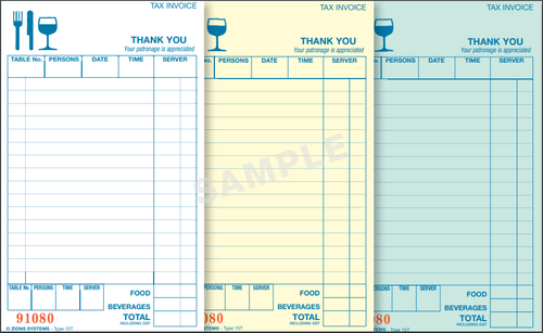 Close-up of Zions triplicate docket book pages with blue printed lines and consecutive numbering