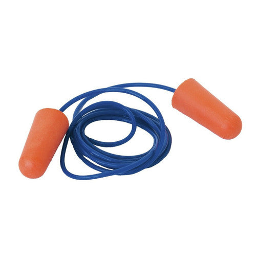 Zions EPOC disposable corded earplugs in individual poly bags, box of 100 pairs, Class 5 PU foam hearing protection