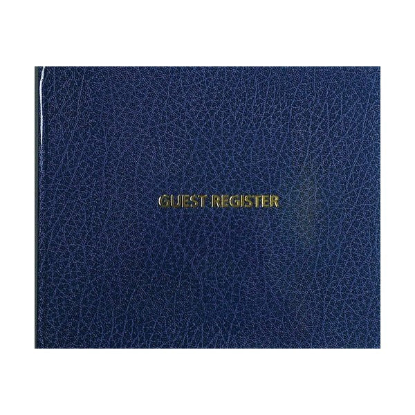 Front cover of the Zions Lodgers Guest Register showing case bound binding