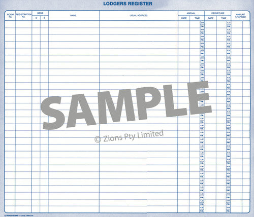 Close-up of Zions Guest Register page layout with 28 ruled lines per side for guest entry