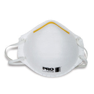 Close-up of Zions P2 respirator showing aluminium nose clip and dual latex-free straps