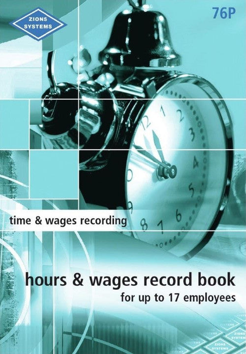 Zions ZN76P Pocket Hours and Wages Record Book closed, showing laminated cover
