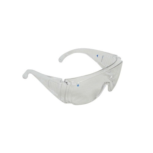 Zions P300 clear visitor safety glasses with one-piece lens and deep over-spec frame design