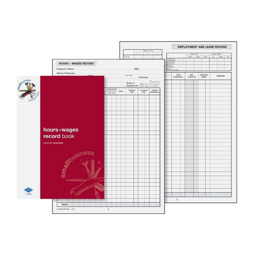 Zions Small Business Essentials Hours and Wages Record Book, 210x145mm, front cover view