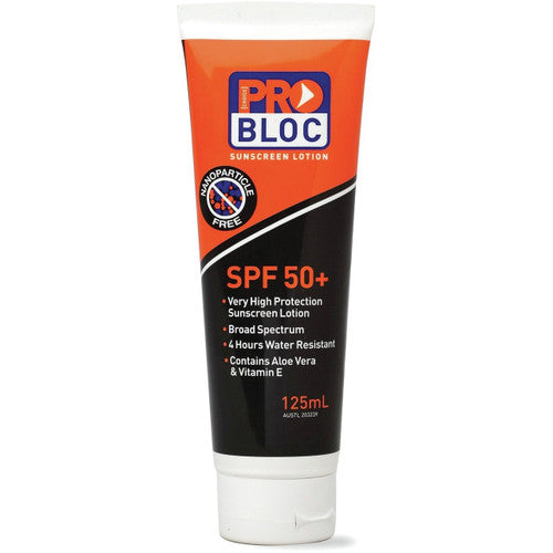 Front view of Zions SPF 50+ 125ml sunscreen tube made in Australia for workplace sun safety