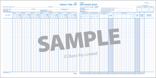 Front cover of Zions ZN26 Time Pay and Wages Book Medium 290x290mm