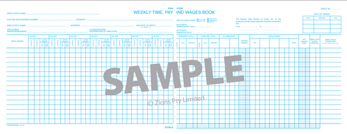 Front cover of the Zions Small Time Pay and Wages Book with laminated binding