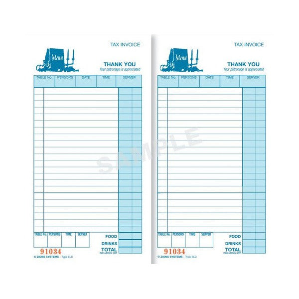 Two open Zions ELD dockets marked SAMPLE in blue print with a menu graphic, table, persons, date, time and server boxes and red docket numbers