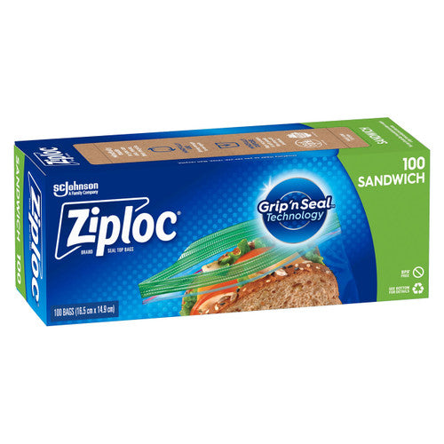 Ziploc Sandwich Bags pack of 6 boxes, each containing 100 resealable bags