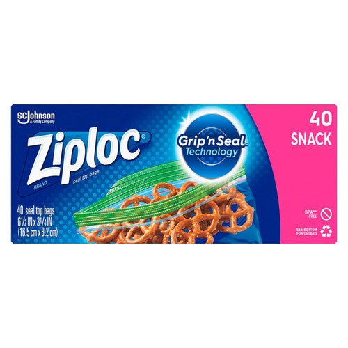 Close-up of Ziploc Snack Bag double zipper Grip n' Seal closure