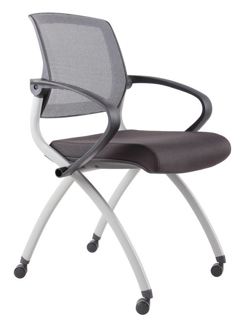 Rapidline Zoom Mesh Back Training Chair with Arms Grey Frame Black