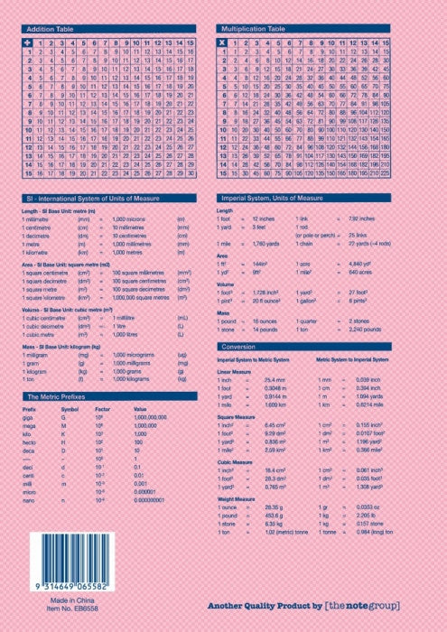 Writer Premium Exercise Book A4 96 Page 8mm Ruled Red Margin Pink Heart Cover Pack 10 — open pages showing ruling