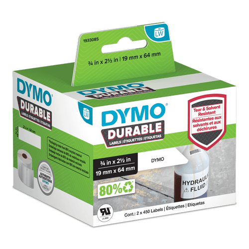 Dymo LabelWriter durable shipping labels 19 x 64mm roll 900 water oil and chemical resistant for warehouses