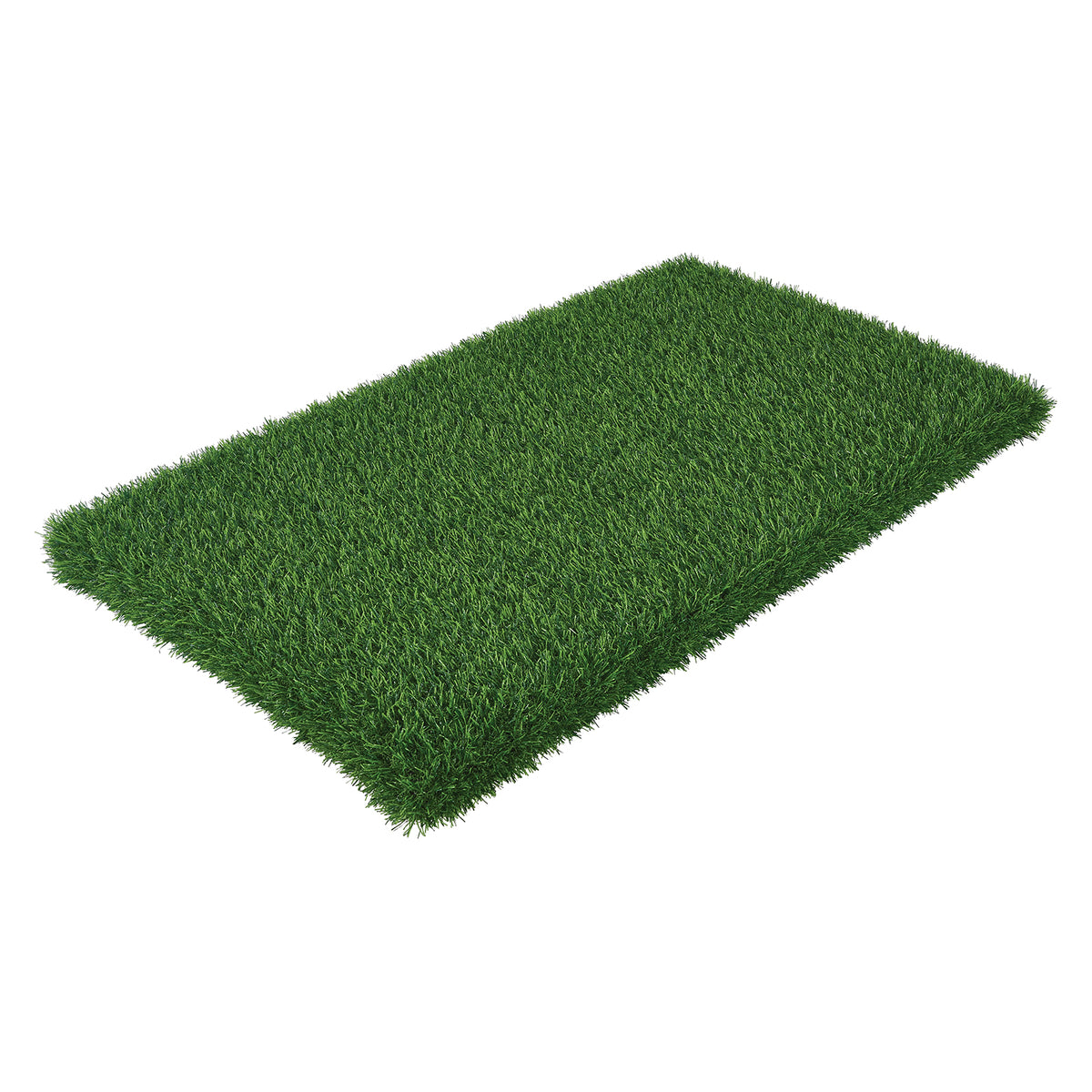 Angled product view of the MTA Essentials Aalto Storage Ottoman Grass Padding on a clean white background. The image highlights the generous rectangular shape, thick padded profile and dense green faux grass surface that creates a tactile seating experience when paired with the compatible storage ottoman base.