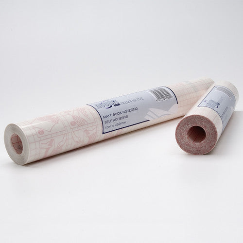 Contact Brand Premium PVC Matt Book Covering Self Adhesive 15M X 45mm Carton of 6 Rolls