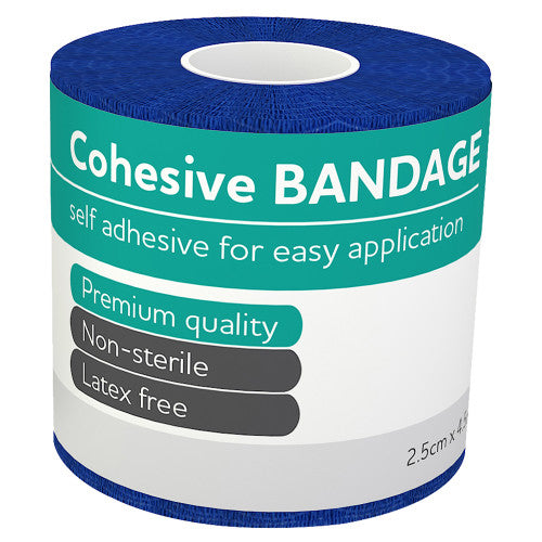 Aeroban Blue Cohesive Bandage 2.5cm x 4.5m Wrap of 12