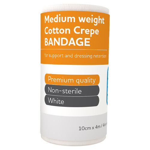 Aerocrepe Medium Cotton Crepe Bandage 10cm x 4m Wrap of 12