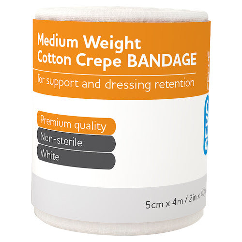 Aerocrepe Medium Cotton Crepe Bandage 5cm x 4m Wrap of 12