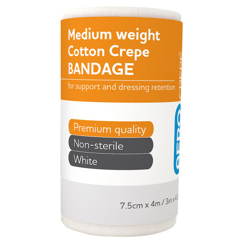 Aerocrepe Medium Cotton Crepe Bandage 7.5cm x 4m Wrap of 12