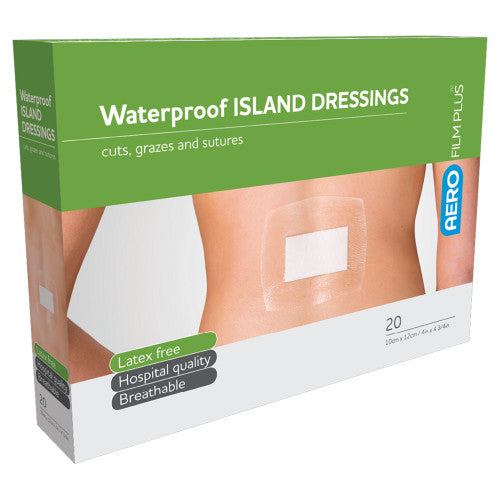 Aerofilm Plus Waterproof Island Dressing 10 x 12cm Box of 20