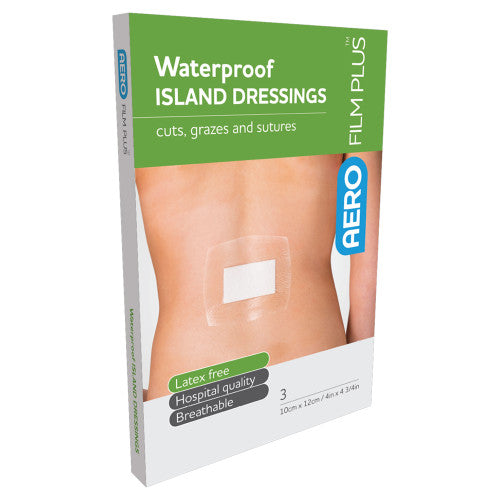 Aerofilm Plus Waterproof Island Dressing 10 x 12cm Box of 3