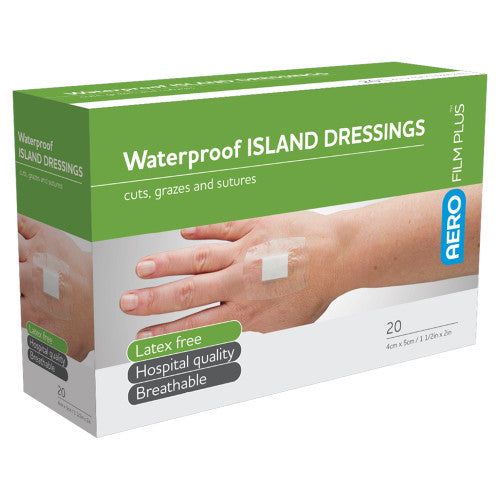 Aerofilm Plus Waterproof Island Dressing 4 x 5cm Box of 20