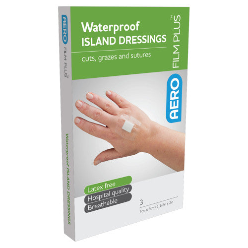 Aerofilm Plus Waterproof Island Dressing 4 x 5cm Box of 3