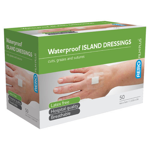 Aerofilm Plus Waterproof Island Dressing 4 x 5cm Box of 50