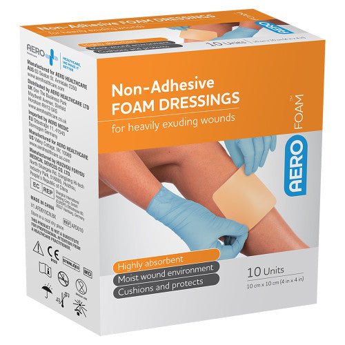 Aerofoam Non-Adhesive Foam Dressing 10 x 10cm Box of 10