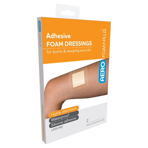 Aerofoam Plus Adhesive Foam Dressings 10 x 10cm Box of 2
