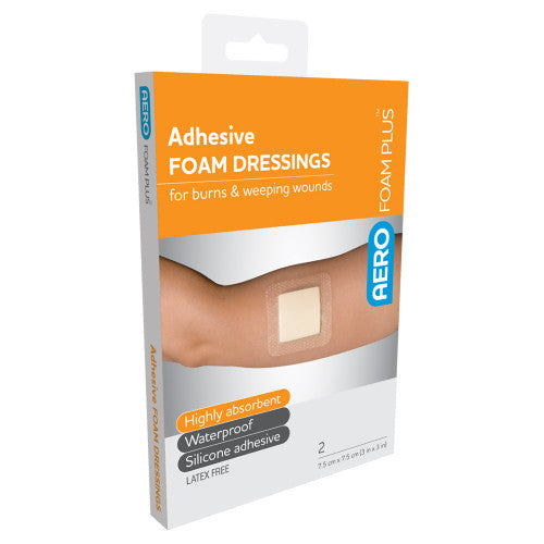 Aerofoam Plus Adhesive Foam Dressings 7.5 x 7.5cm Box of 2
