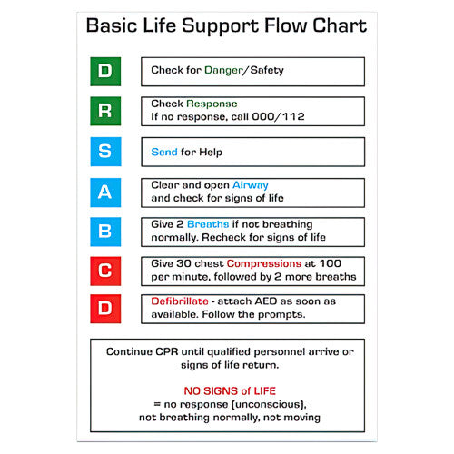 Aeroguide CPR Flow Chart Card 10 x 14cm Pack of 100