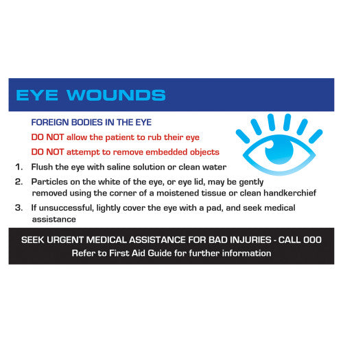 Aeroguide Eye Wound First Aid Card Pack of 10