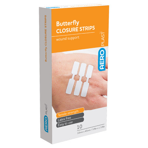 Aeroplast Butterfly Wound Closure Strips 45 x 10mm Box of 10 Pack of 12