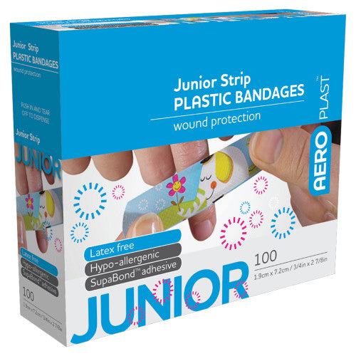 Aeroplast Plastic Junior Strip 7.2 x 1.9cm Box of 100 Pack of 12